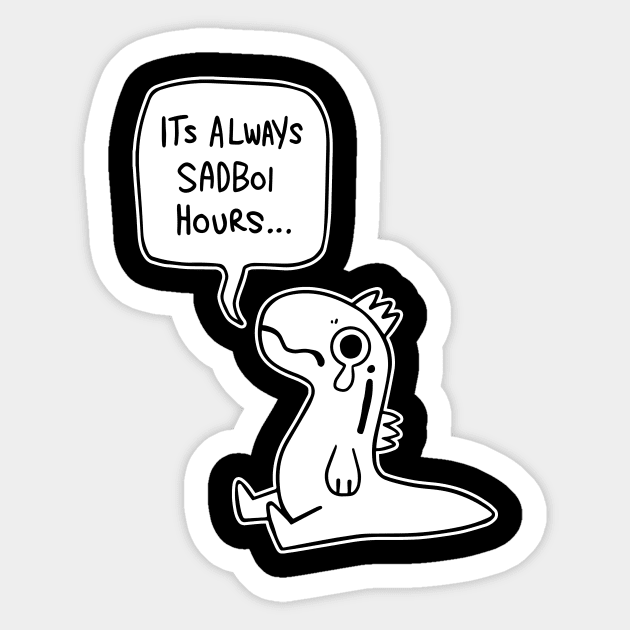 Sadboi hours - white Sticker by Psychonautic